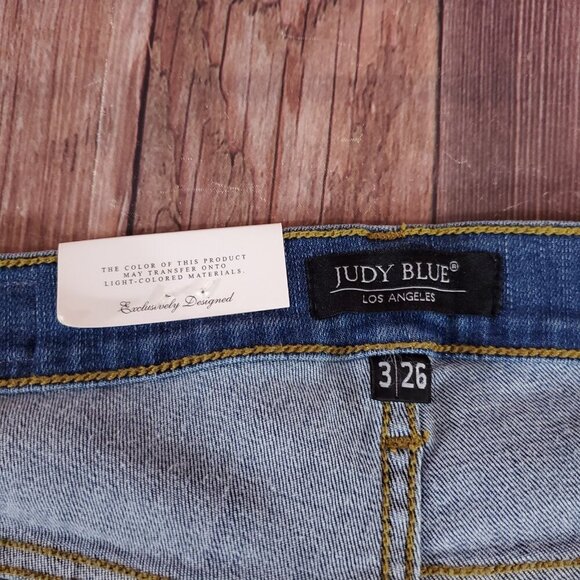 NWT Judy Blue Womens Size 3/26 Skinny Fit Blue Denim Jeans Ankle Slit - Picture 12 of 15